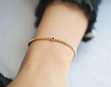 Geometric Piramit Link Chain Blue Diamond Point Solid 14k Rose Gold Bracelet