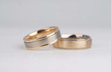 Vintage, Handmade Men's wedding band solid white & yellow gold band ring