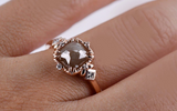 Light Brown Vintage Loose Diamond Engagement ring Art Deco 14k solid rose gold white diamond ring