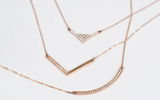 Vintage & Art deco style triangle Necklace Solid gold white diamond Necklace