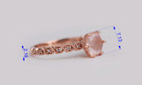 Hexagon Rose Quartz Engagement ring Diamond art Deco band 14k rose solid gold ring