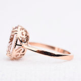 4.3 CT, Oval Morganite Solitary Engagement Ring, 14k Solid Rose Gold Ring