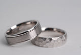 Handmade Hammering Textured Wedding Band Vintage Solid gold Men'`s  Ring