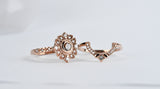 Floral & Vintage Engagement ring Cognac Diamond 14k solid rose gold and white Diamond