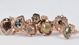 Vintage Two tones, Pear Shape Sapphire Engagement Ring 14k yellow and rose gold white diamond ring