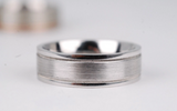 Hand made millgrain men's wedding band Brushed finish white gold yellow gold rose gold ring