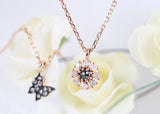 Small and Cute Butterfly Diamond Neckalce, 14k Solid Gold Dainty Daily Necklace