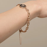 Queen Elizabeth Antique Coin with Art Deco link Bracelet, 14k Solid Rose Gold Daily Bracelet