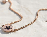 Purple Diamond star Gold Coin Solid 14k Rose Gold Daily Bracelet