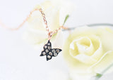 Small and Cute Butterfly Diamond Neckalce, 14k Solid Gold Dainty Daily Necklace