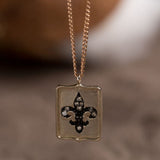 Vintage & Antique Shield Pendant, Fleur-de-lis 14k solid rose gold daily necklace