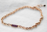 14k Solid Gold link Chain Purple Diamond Daily Bracelet