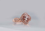the queen of Floral morganite engagement ring 7mm cushion morganite white diamond rose gold ring