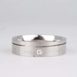 Vintage men's wedding band solid gold, diamond setting, 7 mm gentleman's ring