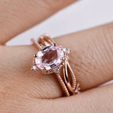 Beautiful Baby Pink Sapphire Vintage Engagement ring 1.2 ct oval sapphire ,white diamond , solid 14k rose gold ring