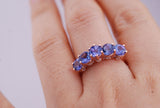 Fantastic blue berry Tanzanite engagement ring Natural 5mm round Tananite & white diamond setting bride ring