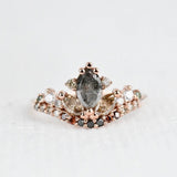 Stunning Multi Color Diamond, Tiara Style Solid 14k Rose Gold Engagement Ring