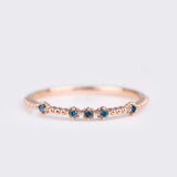 Vintage Blue diamond stackable, daily band ring rose gold yellow gold wedding band