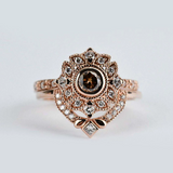 Floral & Vintage Engagement ring Cognac Diamond 14k solid rose gold and white Diamond