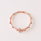 Mil grain Cross Rosary Ring, Solid 14k Rose, Yellow Gold Ring