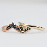 Vintage black diamond tiara wedding band rose gold yellow gold white gold ring
