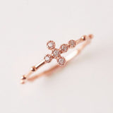 Mil grain Cross Rosary Ring, Solid 14k Rose, Yellow Gold Ring