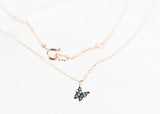 Small and Cute Butterfly Diamond Neckalce, 14k Solid Gold Dainty Daily Necklace