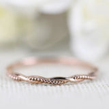Minimalist Solid Gold Ring,Milgrain on Twist wire Delicate Wedding Band