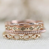 Minimalist Solid Gold Ring,Milgrain on Twist wire Delicate Wedding Band