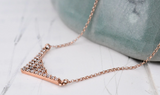 Vintage & Art deco style triangle Necklace Solid gold white diamond Necklace