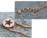 Purple Diamond star Gold Coin Solid 14k Rose Gold Daily Bracelet