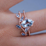 Aquamarine laurel leaves wedding band rose gold yellow gold ivy leaf ring