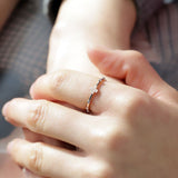 Art deco Cross Rosary Ring Solid 14k  Rose Gold White Diamond ring