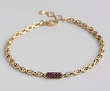14k Solid Gold link Chain Purple Diamond Daily Bracelet