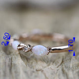 Australian White Opal and White Diamond Art Deco Ring 6 Solid 10k 14k Gold Wedding Band