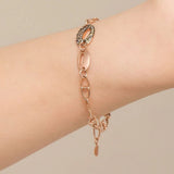Art Deco links, Multi Brown Oval link Point Vintage 14k Solid rose gold Bracelet