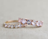 3mm Rainbow Moon Stone ring 14k gold Vintage wedding band