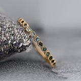 Natural Alexandrite Wedding Band , Solid 14k Gold Daily Ring