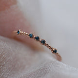 Vintage Blue diamond stackable, daily band ring rose gold yellow gold wedding band