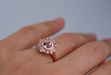 Floral Engagement Ring Stunning plain shank pink morganite & white diamond rose gold engagement ring