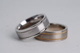 Hand made millgrain men's wedding band Brushed finish white gold yellow gold rose gold ring