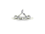 Vintage Designed Marquise Diamond Leaf, V Shape 14k Solid White gold  wedding band