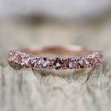 Copy of Peach Pink Round Morganite 14k Solid Rose Gold Wedding Band