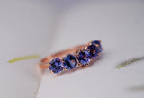 Fantastic blue berry Tanzanite engagement ring Natural 5mm round Tananite & white diamond setting bride ring