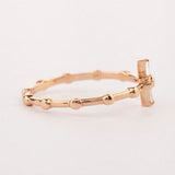 Cross Rosary Ring, White Chrystal 14k Solid Rose gold Daily Rosary Ring