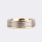 Vintage, Handmade Men's wedding band solid white & yellow gold band ring