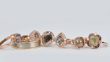 Light Brown Vintage Loose Diamond Engagement ring Art Deco 14k solid rose gold white diamond ring