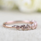 Rose bud band ring blossom solid rose gold yellow gold wedding band ring