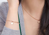 Art Deco Link and chain , Vintage Coin Charm Bracelet, 14k Solid Rose Gold Daily Bracelet