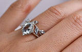 Gorgeous Aquamarine Engagement ring Ivy leaf wedding band set Aquamarine Bridal set rose gold yellow gold white gold white diamond
